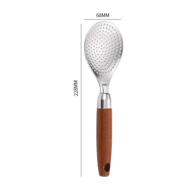 Axyaa Stainless Steel Rice Spoon with Wooden Handle
