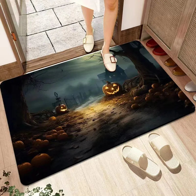 Axyaa Halloween Ghost Face Pumpkin Lantern Floor Mat