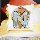 Axyaa Cartoon Bear Alphabet Print Cushion Cover - Children's Room Decor