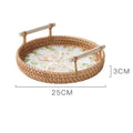 Axyaa Rattan Shell Basket Tray with Handle - Jewelry Storage & Living Room Organizer
