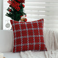 Axyaa Christmas Plaid Retro Pillowcase 45x45 Red Soft Cushion Cover