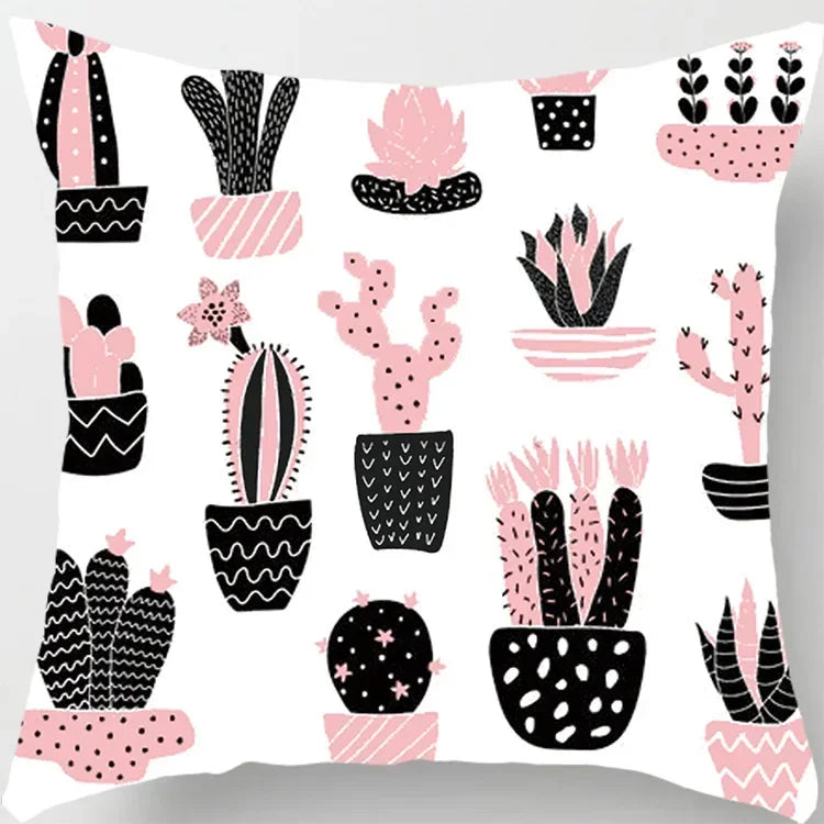 Axyaa Tropical Cactus Potted Pillowcase for Home and Office Decor