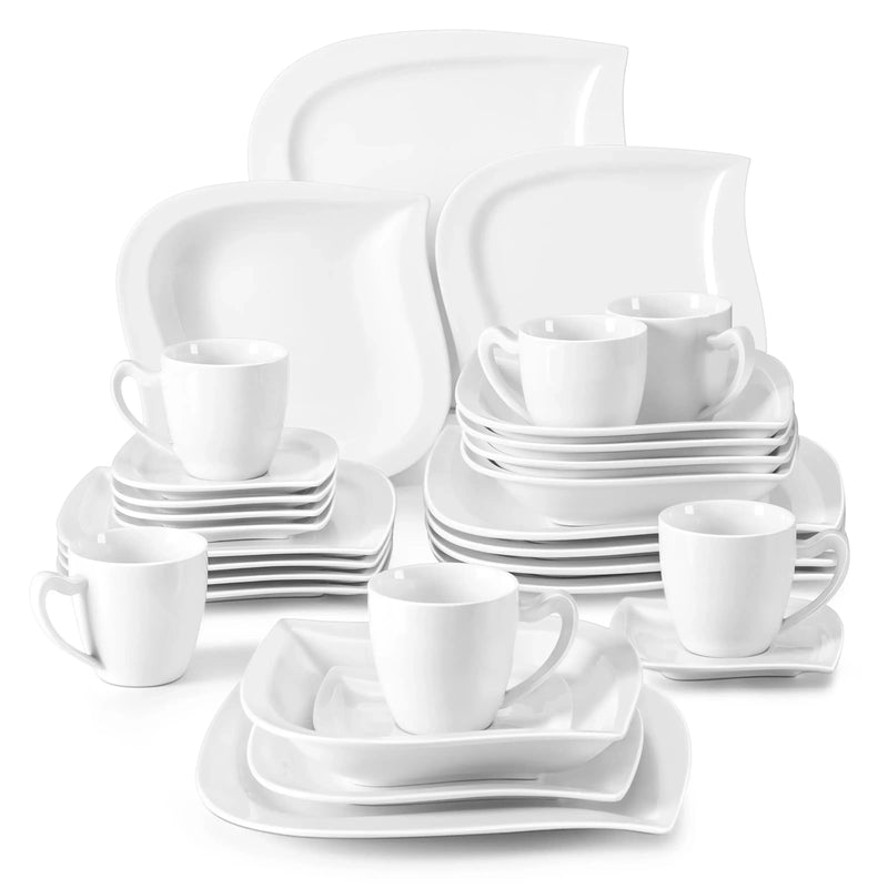 Axya 30/60 Piece White Porcelain Dinner Set Tableware Service for 6/12