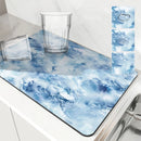 Axyaa Watercolor Abstraction Drying Mat - Non-Slip Absorbent Placemat for Kitchen Counter