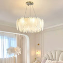 Axyaa Luxury Feather Glass Crystal Pendant Chandelier for Modern Home Decor.