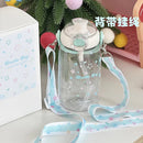 Axyaa Kawaii Large Capacity Water Bottle with Straw Handle for Cold Drinks