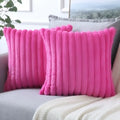 Axyaa White Green Rabbit Hair Cushion Cover Set - Modern Luxury Sofa Pillows