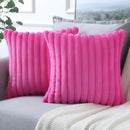 Axyaa White Green Rabbit Hair Cushion Cover Set - Modern Luxury Sofa Pillows