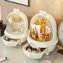 Axyaa 360° Rotate Makeup Organizer Large Cosmetic Storage Box Vanity Dust-Proof