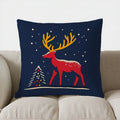 Axyaa Winter Pillow Cover for Sofa, Bedroom, Car - Home Decor Red Deer & Christmas Tree Pattern