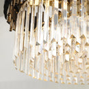 Axyaa Modern LED Crystal Ceiling Chandelier - Gold Black, Elegant Pendant Lamp for Living Room, Bedroom, Kitchen