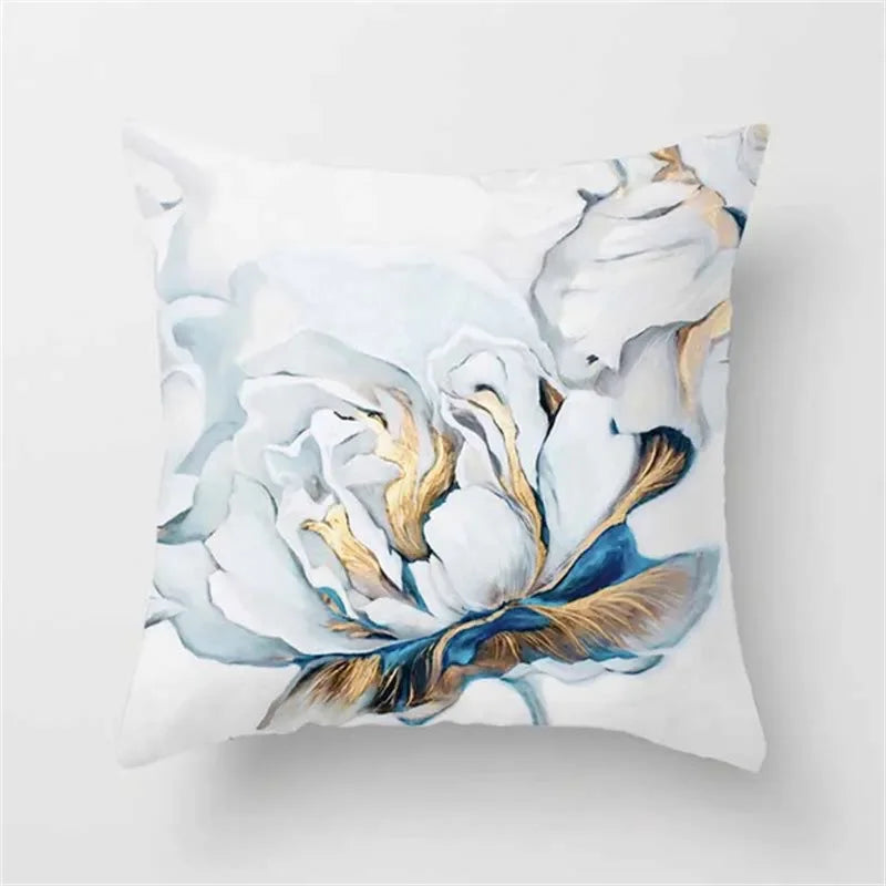 Luxurious Blue Bird Floral Pillowcase by Axyaa - 45x45cm Square Decor for Home & Office