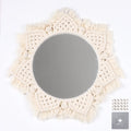 White Macrame Tapestry Mirror by Axyaa - Boho Nordic Wall Hanging Decoration