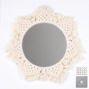 White Macrame Tapestry Mirror by Axyaa - Boho Nordic Wall Hanging Decoration