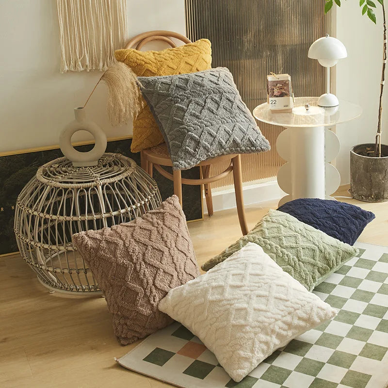 Axyaa Soft Plush 3D Twists Pattern Pillowcase for Home Decor - 45x45/30x50cm