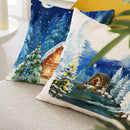 Axyaa Christmas Linen Cushions 45x45 for Living Room Sofa Decor