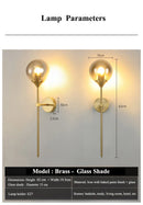 Axyaa Glass Globe Wall Sconce: Elegant Brass LED Bedside Lamp for Bedroom & Study