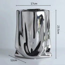 Axyaa Silver Ruffled Flower Vase Porcelain Arrangement Decoration Terrarium Home Décor