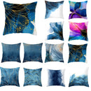 Axyaa Light Luxury Blue Abstract Print Throw Pillow Cover - Marble Stripe