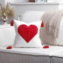 Axyaa Red & White Velvet Embroidered Couple Cushion Cover Set