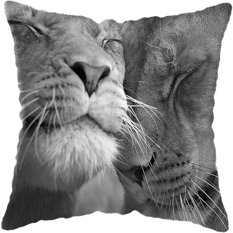 Wild Animals Lions Tigers Cushion Cover - Axyaa Luxury Home Decor