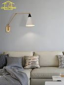 Axyaa Luxe Gold Copper Swing Arm LED Wall Lamp for Elegant Spaces
