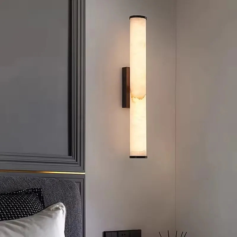 Natural Marble LED Wall Lights by Axyaa - Copper Parlor Dining Room SconcesLuxury Bedroom Art Deco Drop