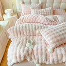 Axyaa Tuscan Faux Fur Plush Bedding Set - Queen Size Warm Winter Duvet Cover Set