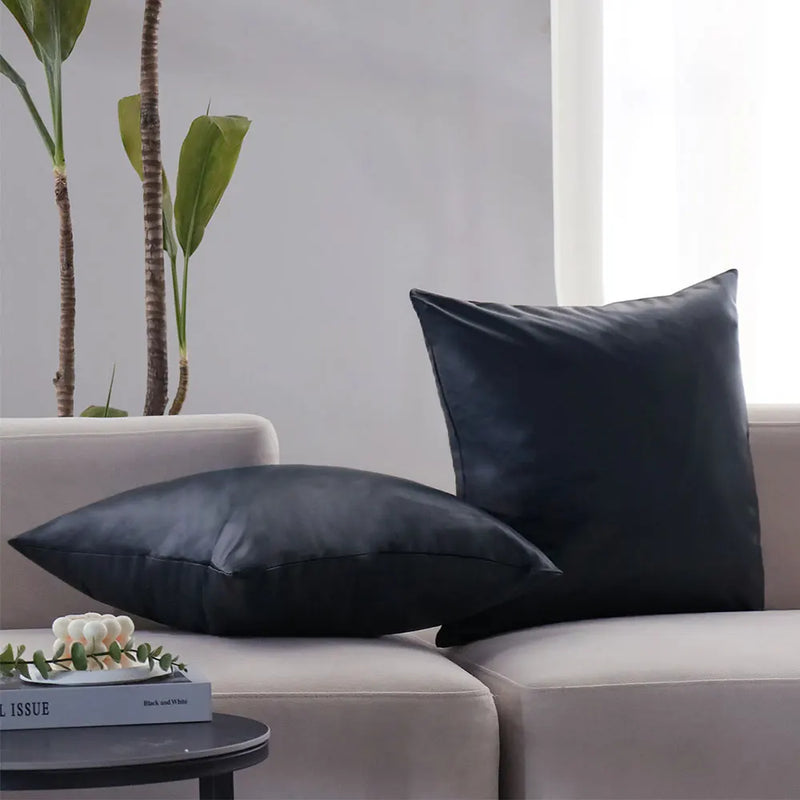 Axyaa PU Leather Cushion Cover 45x45 Nordic Style Sofa Throw Pillow Home Decor