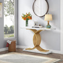 Axyaa Faux Marble Console Table with Geometric Metal Legs