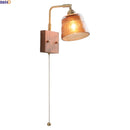 Axyaa Glass Wood LED Wall Lights - Up Down Rotate Wabi Sabi Bedside Lamp
