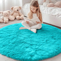 Axyaa Plush Round Carpets: Non-Slip, Washable Rugs for Living Room & Bedroom