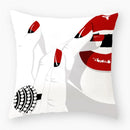 Axyaa Red Lips Stripe Throw Pillow Cover - 45X45CM