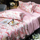 Axyaa Floral Silk Bedding Set Duvet Cover Sheet Pillowcase Luxury Soft Bedsheet