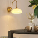 Axyaa Glass LED Wall Sconce, Pull Chain Switch Nordic Copper Light Fixture