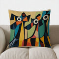 Axyaa Geometric Birds Pattern Throw Pillow Cover for Sofa, Bedroom, Car