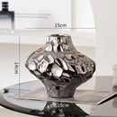 Axyaa Silver Ceramic Vase with Stone Grains and Geometric Slices