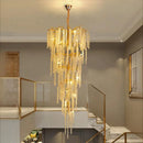 Axyaa Crystal Chandelier: Modern Home Stair Pendant Lamp for Living Room & Interior Lighting