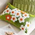 Axyaa Floral Embroidered Pillowcase - Green Yellow Cotton Cushion Cover