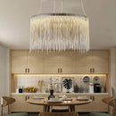Axyaa Tassel Pendant Light for Living Room Bedroom, Chrome Circular Bohemian Hanging Lamp