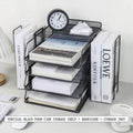 4-Tier Paper Tray Storage Box with File Holder for Desk Organization by Axyaa