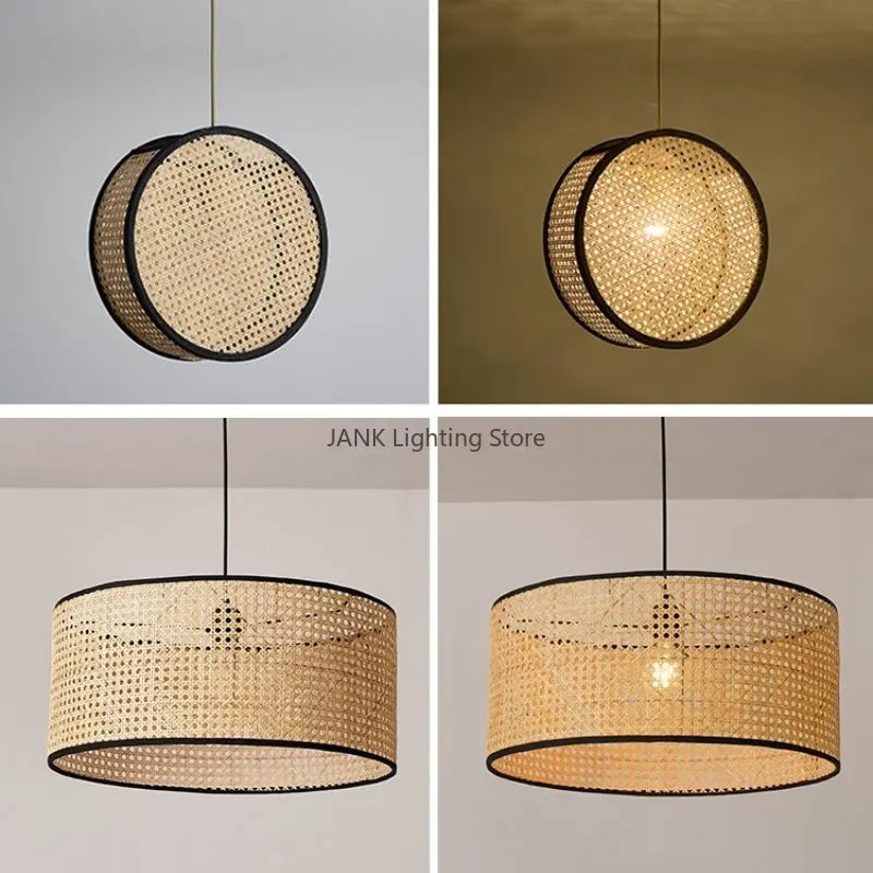 Axyaa Bamboo Core Rattan LED Chandelier for Bedroom, Restaurant, Study Area