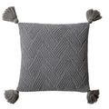 Axyaa Twill Knit Cushion Cover 45x45cm - Solid Pillow Case with Tassels