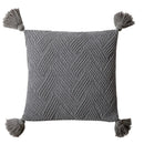 Axyaa Twill Knit Cushion Cover 45x45cm - Solid Pillow Case with Tassels