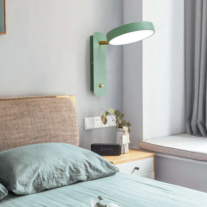 Axyaa Nordic Macaron Rotatable Wall Sconce Switch Modern Bedroom Aisle Wall Lamps