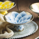 Axyaa Golden High Footed Ceramic Sushi Plate Set - Restaurant Quality Molecular Cuisine Tableware
