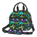 Compact Colorful Joystick Game Lunch Bag by Axyaa - Shoulder Strap, Reusable Lunch Box for School & Work
