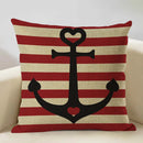 Axyaa Nautical Pattern Linen Cushion Cover 45x45cm for Home Sofa Decoration