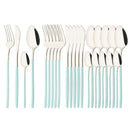 Axyaa 24-Piece Stainless Steel Cutlery Set - Black Mirror Finish