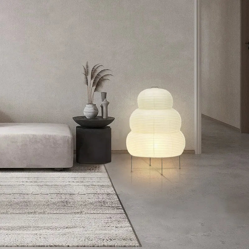 Axyaa Wabi-Sabi Tripod Floor Lamp - White Paper, Ideal for Bedroom, Living & Dining Room Decor